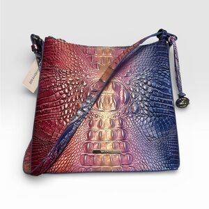 Brand New Brahmin Katie Dreamer Ombré Croc Embossed Crossbody Bag